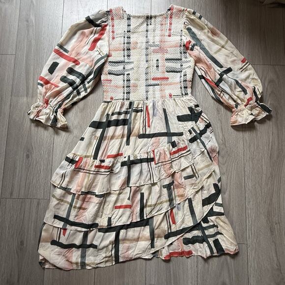 Jessakae Smocked puff Sleeve Quality Midi Dress Large Prairie core Cottage core - Picture 13 of 14